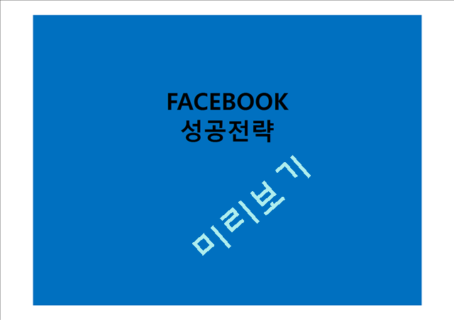 FACEBOOK 페이스북 기업 성공사례분석과 페이스북 기술혁신전략분석및 페이스북 전략제안   (1 )
